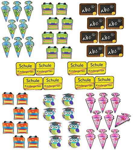 alles-meine.de GmbH 56 TLG. Set Aufkleber/Sticker - für den Schulanfänger für Schulanfang - Dekosticker Patches für Schuleinführung/Kinder Schulbeginn