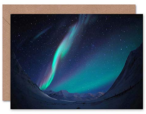 Wee Blue Coo Aurora Borealis - Northern Lights Blank Greeting Card CL1147