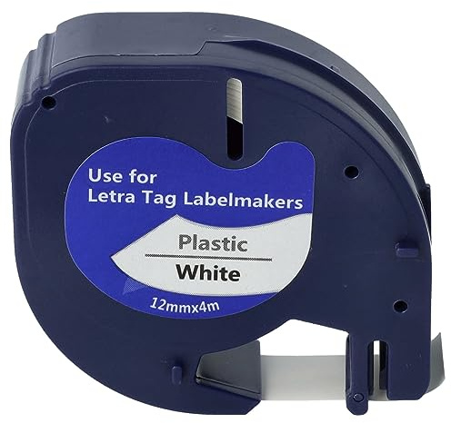 vhbw Schriftband-Kassette Plastik Ersatz für Dymo S0721610 | 91201 für Etiketten-Drucker 4m x 12mm Schwarz auf Weiß
