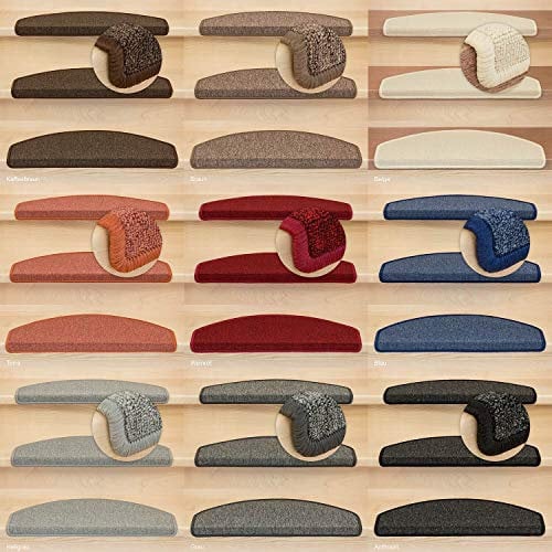 Kettelservice-Metzker Stufenmatte Treppen-Teppich Ariston | Halbrund 65x24cm Trittfläche, Terra 1 Stück