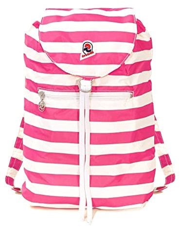 Invicta Tagesrucksack Rucksack für Reisen Outdoor - Daypack für Damen, Herren, mit Hüftgurt - faltbar 8 LT - Ultra leicht, Handgepäck mit Reißverschluss, gestreift zweifarbig pink/weiß Minisac