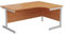 Office Hippo Heavy Duty Right Corner Desk - Strong & Reliable Workstation, Integrated Cable Ports, PC Desk For Office or Home - Beech Top / White Frame