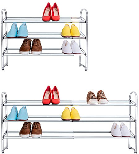 Tatkraft Maestro Schwerlast Ausziehbar Schuhregal 3 Etagen aus Stahl, Schneller Aufbau, Länge 64,5 bis 118 cm, Robust und Stilvoll