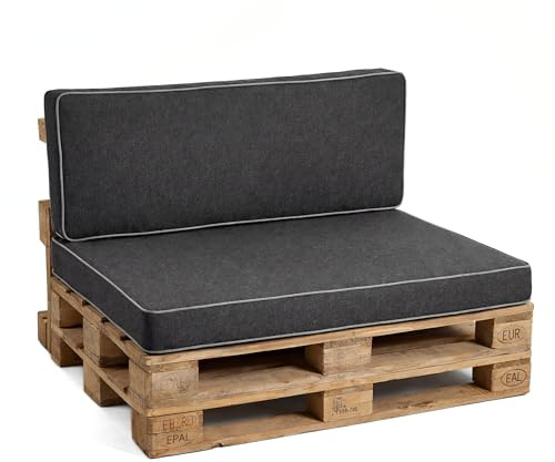Gutekissen® Europalettenkissen Möbel, Gartenkissen, Rattan, Sitzauflage, Rückenauflage P (Anthrazit, Sitzkissen 120x50)