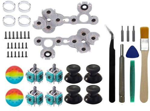 Onyehn Kit de reparación de sensor de joysticks analógicos 3D para mandos Xbox One, incluye goma conductiva de repuesto para sombrero de pulgar de silicona, tapas de sombrero con piezas de