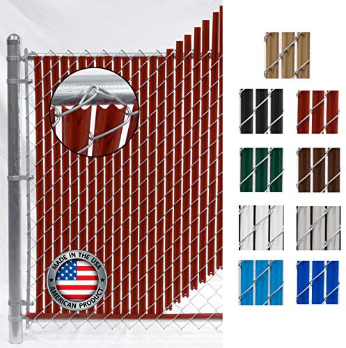 Fence Source Wave Slat™ (9 Colors) Single Wall Bottom Locking Privacy Slat for 4', 5', 6', 7' and 8' Chain Link Fence (4 ft, Redwood)