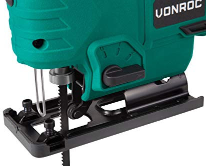 VONROC Sierra de calar vertical inalámbrica VPower 20V (sin batería) – Incl. hojas de sierra, guía paralela y bolsa de almacenamiento