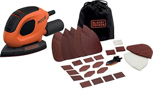BLACK+DECKER 55 W Mouse Detail Sander with 10 Accessories in Softbag, BEW230BCA-GB