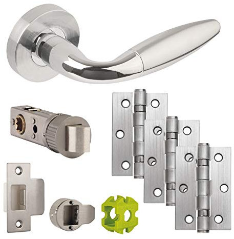 Jigtech JTB72065 Parma Door Pack-Latch, Polished/Satin Chrome