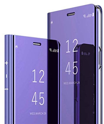 MRSTER S9 Plus Hülle Clear View Standing Cover, Spiegel Handyhülle Schutzhülle Flip Case Schutz Tasche mit Standfunktion 360 Grad hülle für das Samsung Galaxy S9+ / S9 Plus. Flip Mirror: Purple