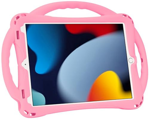 Adocham Kinderhülle für iPad 8. und 7. Generation 10.2 (2020), iPad Air 3. Generation 10.5 (2019)/iPad Pro 10.5 (2017), Ständer, kinderfreundliche Hülle (Pink)