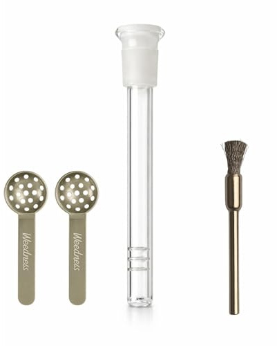 Weedness Bong Glas Chillum Adapter 18,8 mm auf 14.5 mm Schliff 13 cm Diffuser 3-teiliges Set - Shillum Zubehör Kopf Adapter Aufsatz Steckchillum Kupplung