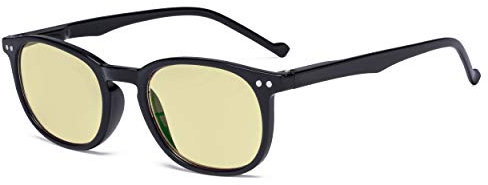 Eyekepper Retro Blue Light Glasses Women Men - Blocking Ray Screen Glare Computer Reading Glasses with Yellow Filter Lens - Black