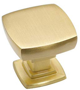 LONTAN 10 Pack Gold Knobs for Drawers and Cabinets - Square Pulls Hardware for Kitchen and Bathroom Furniture Handles, 1-1/8-Inch (29mm), LS9016GD