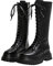 A metà Polpaccio Stivali da Donna Stringati di Pelle con Plateau Stivale al Ginocchio Retro Anfibi Biker Combattimento Stivaletti Alti,Nero,39 EU