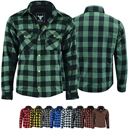 BULLDT Motorradhemd Herren mit abnehmbare 2CE-Protektoren - Klassisch 100% Baumwolle Holzfäller Flanellhemd - Biker Motorradjacke Hergestellt mit Aramid-Kevlar-Futter - Mit Schutz (EN 1621-1)