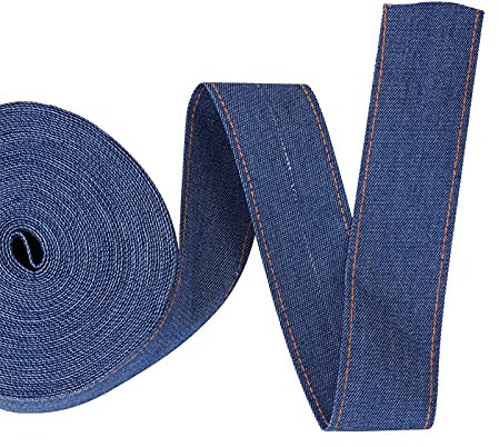 PandaHall 141 Yads Stitch Denim Bänder Denim Ribbon Fabric 1,57 Zoll Wide Denim Streifen für Handwerk Stirnband Bekleidung Jeans Schleifen und Nähen Dekorationen, marineblau