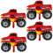 4 Stück Riesen Rot Monster Truck Party Luftballons Groß Aluminium Ballon Auto Helium Folienballons Jungen KinderGeburtstag Party Deko Liefert Rennwagen