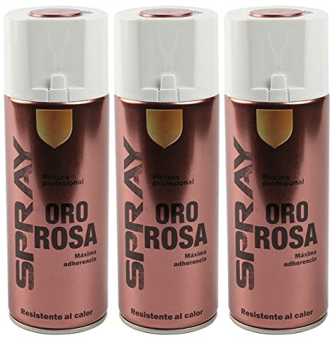 H HANSEL HOME Pintura Spray Especial Oro Rosa 400 Ml - Pack de 3 Unidades