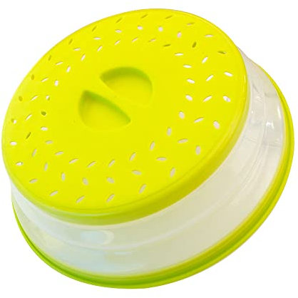Collapsible Microwave Splatter Cover, 10.5 Inch, Dishwasher-safe, Microwave Plate Cover With Steam Vent，BPA-Free Silicone & Plastic (yellow)