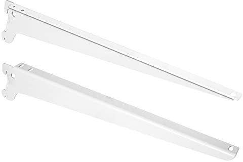 PRIOstahl Regalträger für Wandschienen Regalhalterungen Regalwinkel Regalsystem Regalhalterung - 1 Trägerpaar (2 Stück) 480 mm Farbe: Weiß für Schienen Regalboden Regal Wand Massiv aus Stahl