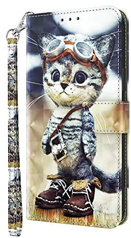 Skyhewen for iPhone 11 Case Wallet Flip 3D PU Leather Phone Cover for iPhone 11, Shockproof Card Slots Magnetic Bumper Protective Cover Case with Kickstand, Cat
