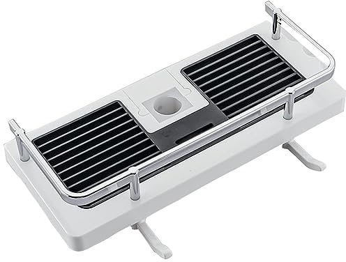 HUTVD Duschablage für Duschstange Dusche Caddy ohne Bohren Aufhängen Dusche Regale Zubehör Halterungen Mit Schnalle, Duschstangen-Aufbewahrungsregal für 18mm-25mm Duschstange - Weiß