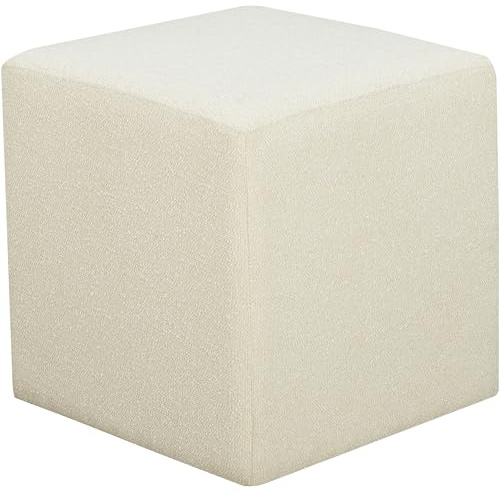Studio Living Warren 18 Cube Ottoman, Urban Transitional, Fully Assembled, Soft Boucle Fabric, Snow