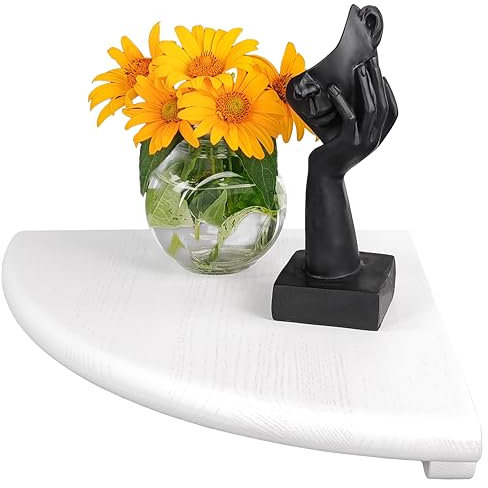 Handgearbeitet Eckregal Hängeregal, Esche Massivholz Eckregal runde Enden Wandregal Holz, Regal Pflanzenregal für Schlafzimmer Wohnzimmer Küche, Ecke, Kinderzimmer, Bücher, Radius 25cm