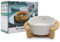 Gamelle en Céramique pour Chat, Support en Bambou, 400ml, Blanc