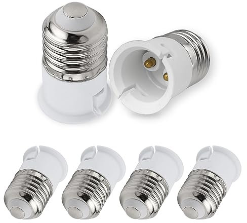 SCNNC E27 to B22 Socket Converter, ES to Bayonet Adapter, Screw to Bayonet Socket Adapter, 0~250V, Max Wattage 60W, Light Bulb Converter E27 to B22 for LED Halogen CFL Incandescent, Pack of 6