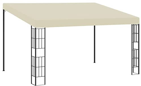 Homgoday Wand-Pavillon mit Dach UV Schutz Anbaupavillon Sonnenschutz Pergola Gartenpavillon Gartenzelt Partyzelt Terrassendach Überdachung Garten Terrasse Balkon 3x4 m Cremeweiß Stoff
