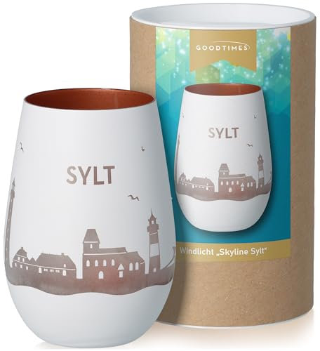 Goodtimes Windlicht Sylt Skyline (Weiß & Bronze)