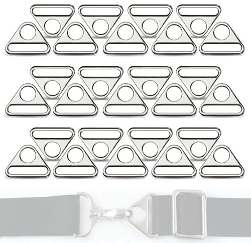 yeemeen D Ringe Metall, 30Pcs D Ring Triangel, Metall D-Ringe Halbringe für DIY Handtasche Webbing Haustierhalsband Geldbörse Hardware Schlüsselband Zubehör Silber