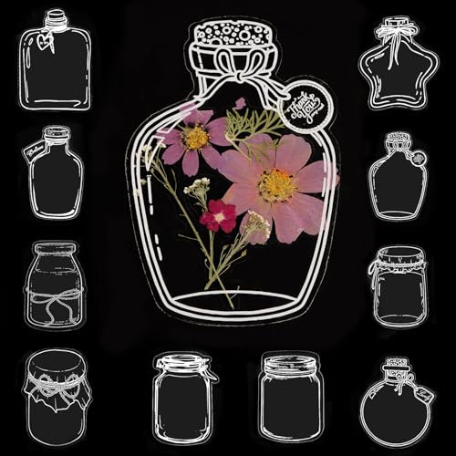 40 Stück 10 Muster Transparentes Lesezeichen Getrocknete Blumen Bookmark DIY Geschenke Hausgemachte Trockenblumen Glaswaren Aufkleber Klare Florale Lesezeichen Basteln für Kinder Schule Buch