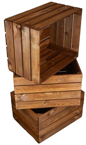 3er set massive Obstkiste Apfelkiste Weinkiste aus dem Alten Land +++ 50x40x30cm (OCKER OHNE)
