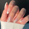 JUSTOTRY 24 Pcs Glitter Swirl Almond Short False Nails,White Press on Nails Pattern,Glossy Fake Nails Short,French Oval Medium Stick on Nail for Women and Teens Nail Art