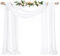 Showgeous Querbehang Cremeweiß 73cmx610cm Tüll Foto Hintergrund Hochzeit Vorhang Deko Weiss Chiffon-Stoff Hochzeitsbogen Gardinen für Laube Hochzeit Torbogen Zeremonie Fotografie Party