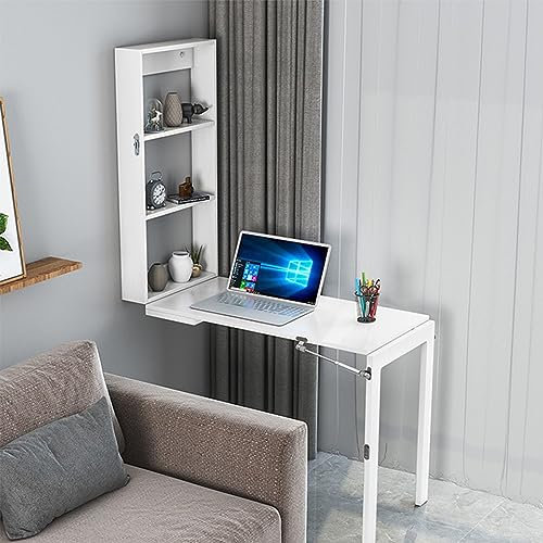 Klappbarer, an der Wand montierter Schreibtisch, an der Wand montierter Schreibtisch, ausklappbarer, umwandelbarer schwebender Tisch mit Stauraum, geeignet für Zuhause, Restaurant oder Büro