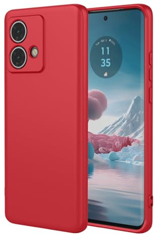 TEYYOS Cover per Motorola Edge 40 Neo, Morbida Silicone Liquido Morbido Case Caso, Tre Strati Antiurto Premium Proteggere Custodia, Rosso
