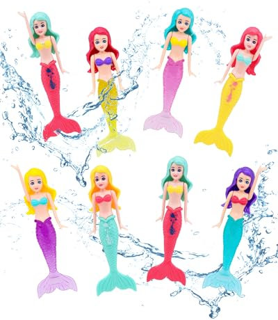 TOPWAYS Tauchspielzeug Pool Spielzeug, TauchMeerjungfrau, Tauchtorpedo, Unterwasser-Pooltraining, Schwimmbad Sommerpool Schwimmspielzeug (8 Meerjungfrauen)