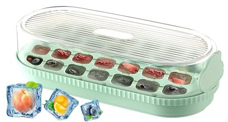 Ice Cube Tray - Ice Cube Tray with Lid, 21 Ice Cubes Food-Grade Silicone Ice Cube Moulds, Bpa-Free,No Need to Open The Cover to Fill The Water, for Freezer,Water, Whiskey, Baby Food, Cocktail & Other