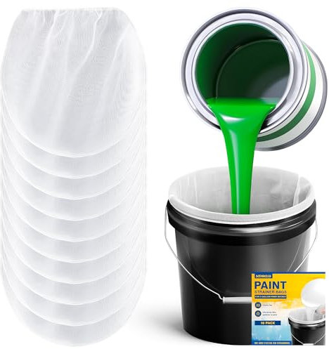 Paint Strainer Bags 5 Gallon, 10 Pack, Paint Filter Strainer Mesh, Disposal Elastic Top Bucket Paint Strainer