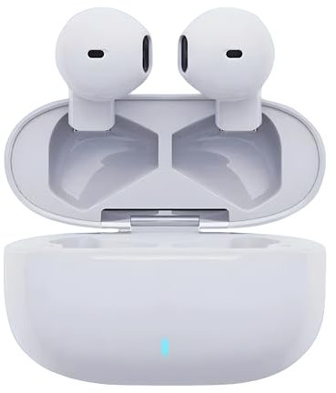 YCTech Bluetooth Wireless Earbuds, Bluetooth Earphones in Ear Headphones with Noise Cancelling, Built-in Mic, HiFi Sound, Long Battery Life & USB-C Fast Charge - for iPhone & Androids, White