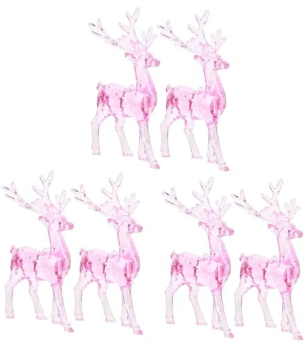 Warmhm Anhänger Rentier 6 STK Weihnachtsanhänger Hirsch Figur Rentier-weihnachtsdekor Feiertags-hirschfiguren Winterdeko Christbaumanhänger Klare Hängende Verzierung Acryl Rosa