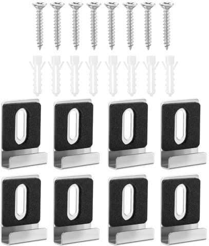 8 Set Supporto per specchio da parete a U Angolo Staffa per Specchio Clip in Metallo Morsetto per Vetro Nero Supporto per Specchio Con Viti Durevole Clip di Fissaggio Per Bagno Camera da Letto