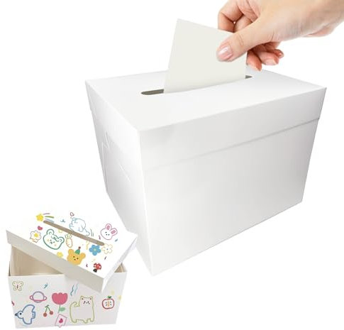 Neylokfen Kartenbox Hochzeitsbox Abnehmbarer Deckel Geldbox Geschenkbox Geschenkkartenbox kartenbox für Hochzeit Geburtstage Abschlussfeiern Babypartys (weiß)