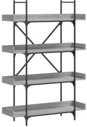 QJBSAVVA Manga Regal Regale Wohnzimmer DVD Regal Bücherregal Schmal - Bücherregal 4 Böden Grau Sonoma 100x33x145,5 cm Holzwerkstoff für Schlafzimmer Bibliothek Wohnzimmer Büro