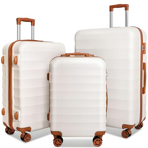 BULAGE Kofferset 3 Teilig Hartschale Erweiterbar PC Leicht Haltbar Trolley Handgepäck Reisekoffer mit 360° Doppel Spinner Rollen & TSA Schloss XL L M Koffer Gepäck-Sets