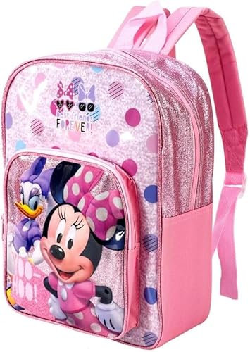 NMB FASHION Kids Character Backpack - Standard, Deluxe with Extra Pocket, & 3D Design Options - Fun & Functional School Bags (Deluxe Minnie Mouse Best Friends Forever Backpack)